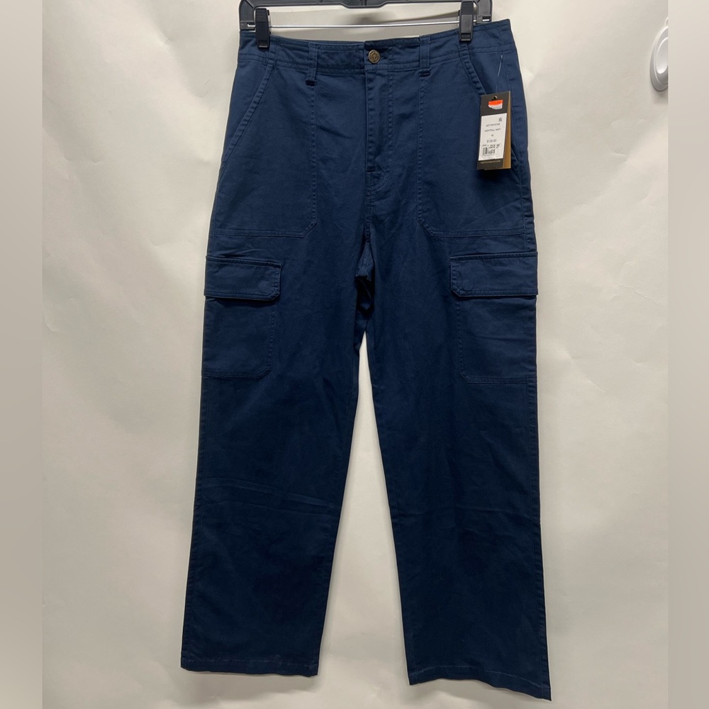 Frye Nightfall Navy Cotton High Rise Relaxed Cargo Pants Size 10